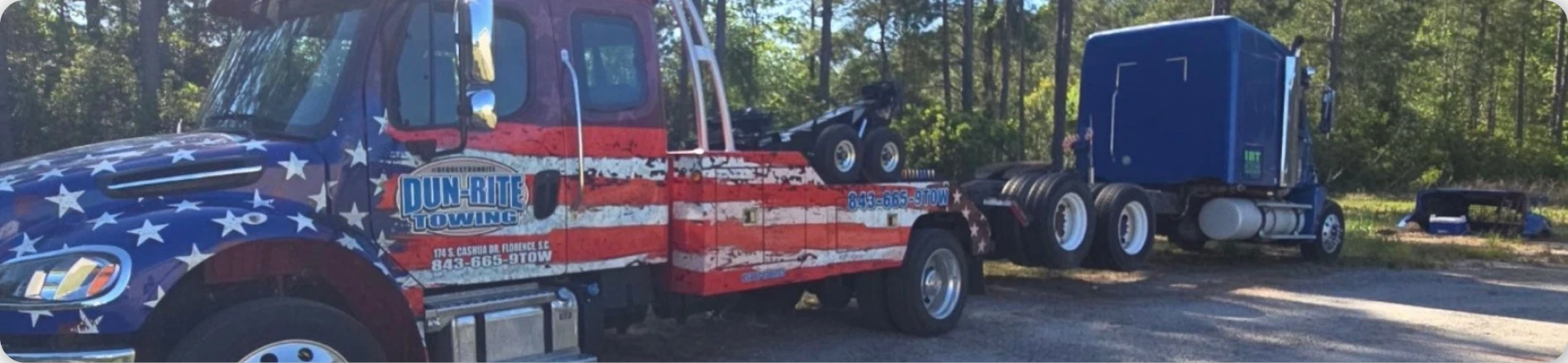 Towing truck with American flag design